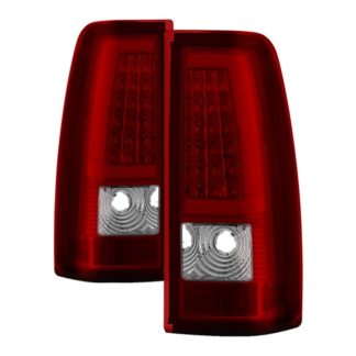 ALT-ON-CS99V3-LBLED-RC ( xTune ) Chevy Silverado 1500/2500/3500 99-02 / GMC Sierra 1500/2500/3500 99-06 and 2007 Sierra Classic  Version 3 Tail Lights - Light Bar LED - Red Clear