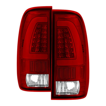 ALT-ON-FF15097-LBLED-RC ( xTune ) Ford F150 Styleside 97-03 / F250/350/450/550 Super Duty 99-07 Light Bar LED Tail Lights - Red Clear