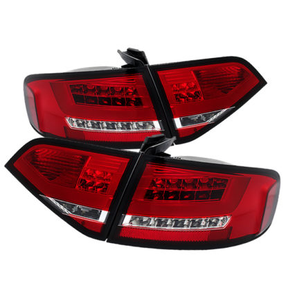 ( Spyder ) Audi A4 09-12 4Dr LED Tail Lights -  LED Model Only ( Not Compatible With Incandescent Model ) - Red Clear