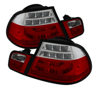 ( Spyder ) BMW E46 3-Series 04-06 2Dr Light Bar Style LED Tail Lights - Red Clear