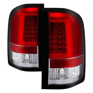 ( Spyder ) Chevy Silverado 07-13 ( Does Not Fit 2010 Model With Dual Reverse Socket 921 Bulb ) Version 3 Light Bar LED Tail Lights - Red Clear
