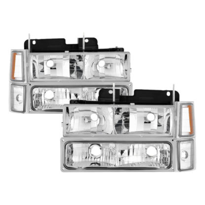 ( xTune ) Chevy C/K Series 1500/2500/3500 94-98 / Chevy Tahoe 95-99 / Chevy Silverado 94-98 / Chevy Suburban 94-98 / Chevy Suburban 94-98 ( Not Compatible With Seal Beam Headlight ) Headlights W/ Corner & Parking Lights 8pcs sets - Chrome