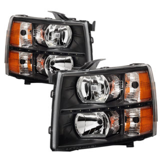( xTune ) Chevy Silverado 1500 07-13  2500HD/3500HD 07-14 Crystal Headlights With DRL LED Design – Black