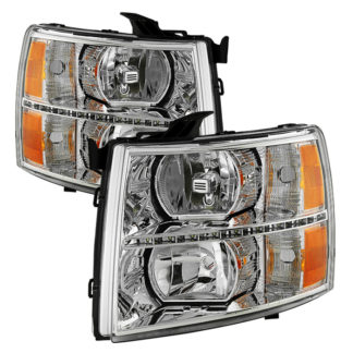 ( xTune ) Chevy Silverado 1500 07-13  2500HD/3500HD 07-14 Crystal Headlights With DRL LED Design - Chrome