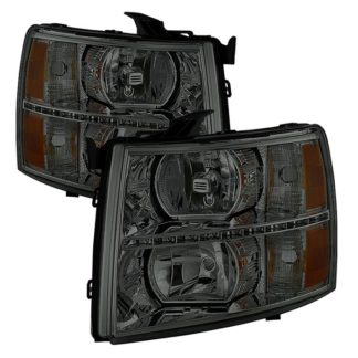 ( xTune ) Chevy Silverado 1500 07-13  2500HD/3500HD 07-14 Crystal Headlights With DRL LED Design - Smoke