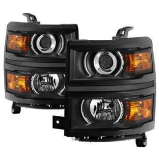 ( POE ) Chevy Silverado 1500 2014-2015 Halogen (Fit 2014 new body style models only; Does not fit HD models) OEM Projector Headlights - Black