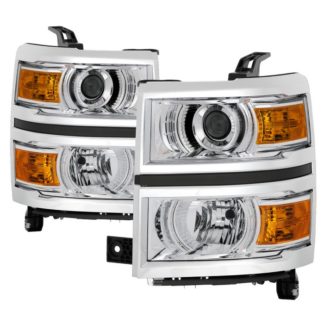 ( POE ) Chevy Silverado 1500 2014-2015 Halogen (Fit 2014 new body style models only; Does not fit HD models) OEM Projector Headlights - Chrome