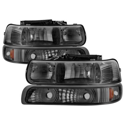 ( xTune ) Chevy Silverado 1500/2500 99-02 / Chevy Silverado 3500 01-02 / Chevy Suburban 1500/2500 00-06 / Chevy Tahoe 00-06 Amber Crystal Headlights With Bumper Lights - Smoke