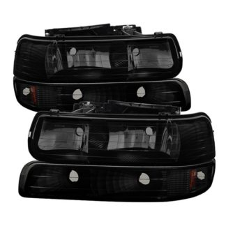 ( xTune ) Chevy Silverado 1500/2500 99-02 / Chevy Silverado 3500 01-02 / Chevy Suburban 1500/2500 00-06 / Chevy Tahoe 00-06 Amber Crystal Headlights With Bumper Lights - Black Smoked