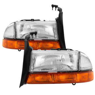 ( OE ) Dodge Dakota 1997-2004 / Durango 1998-2004 OEM Style Headlights With Amber Bumper Signal Lights - Chrome