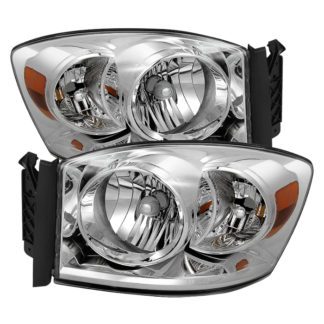 ( OE ) Dodge Ram 1500 06-08 / Ram 2500/3500 06-09 Amber Crystal Headlights – Chrome