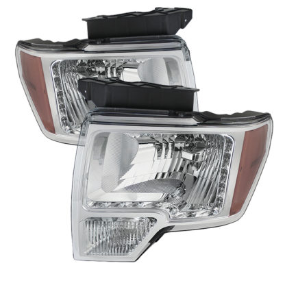 ( xTune ) Ford F150 09-14 Amber Crystal LED Headlights - Chrome