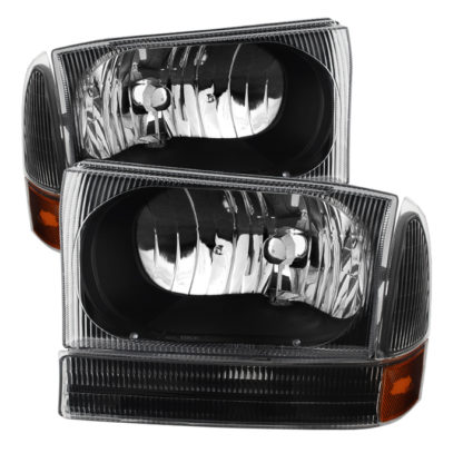 ( xTune ) Ford F250 F350 F450 Superduty Excursion 99-04 Crystal Headlights With Bumper Lights - Black