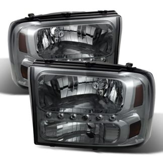 ( xTune ) Ford F250 F350 Super Duty 99-04 / Ford Excursion 00-04 1PC Headlights with LED – Smoked