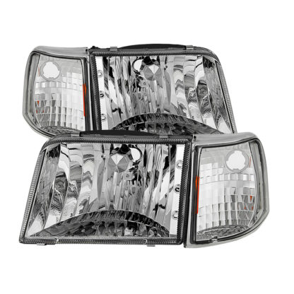 ( OE ) Ford Ranger 93-97 Crystal Headlights With Corner Lights 4pcs sets - Chrome