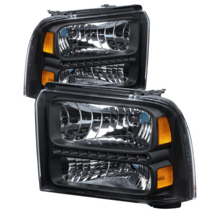 ( xTune ) Ford F250/350/450 Super Duty 05-07 Crystal Headlights with LED - Black