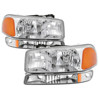 ( OE ) GMC Sierra 99-06 /Yukon 00-06 ( Don‘t fit Denali and C3 Model ) Crystal Headlights &  Bumper Lights – Chrome