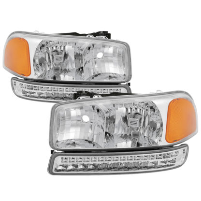 ( xTune ) GMC Sierra 99-06 /Yukon 00-06 ( Don‘t fit Denali and C3 Model ) Headlights & LED Bumper Lights - Chrome
