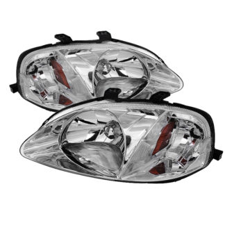 ( OE ) Honda Civic 99-00 Amber Crystal Headlights – Chrome