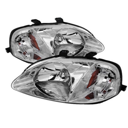 ( OE ) Honda Civic 99-00 Amber Crystal Headlights - Chrome