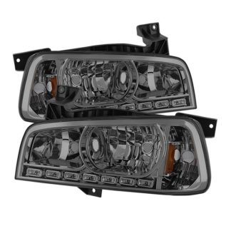 ( xTune ) Dodge Charger 06-10 1PC LED Crystal Headlights - Smoke