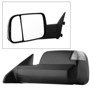 MIR-DRAM09S-PWH-L Dodge Ram 1500 09-12 Manual Extendable - POWER Heated Adjust Mirror with LED Signal Black Housing - LEFT Fit: Ram 2500/3500 10-12