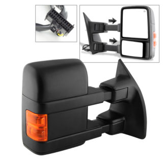MIR-FDSD08S-PW-AM-R Ford SuperDuty 08-14 Manual Extendable - POWER Heated Adjust Mirror with LED Signal Amber- Right