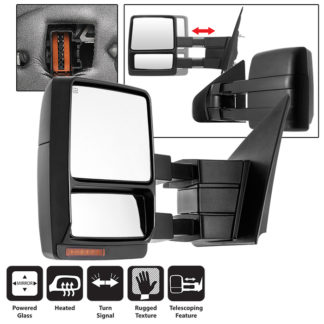 MIR-FF15004S-PWH-AM-L Ford F150 04-06 POWER Heated Amber LED Signal Telescoping Mirror - Left