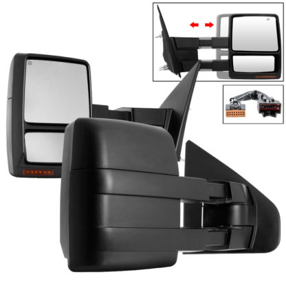MIR-FF15009S-PWH-AM-SET Ford F150 04-14 POWER Heated Amber LED Signal Telescoping Mirror - SET