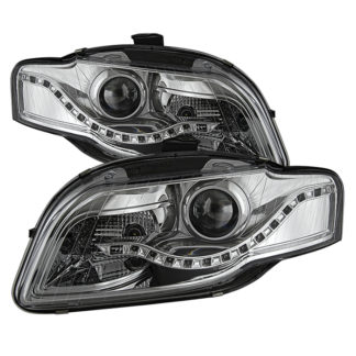 Audi A4 06-08 Projector Headlights - Halogen Model Only ( Not Compatible With Xenon/HID and Convertible Model ) - DRL LED - Chrome