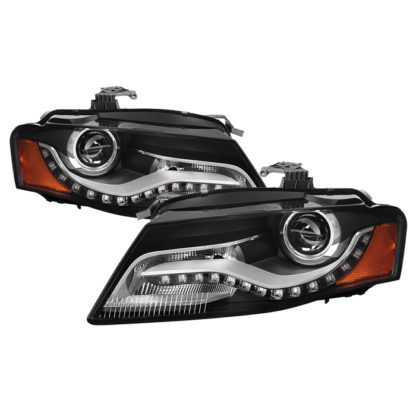 Audi A4 09-11 Amber Projector Headlights - OE Style - Halogen Model Only ( Not Compatible With Xenon/HID Model / Does not fit the Quattro) - Black