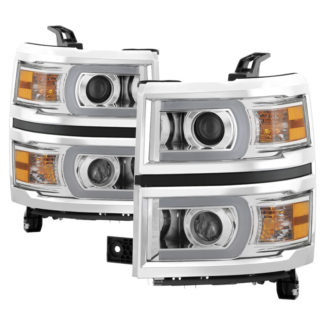 Chevy Silverado 1500 14-15 Projector Headlights – Light Bar DRL – Chrome