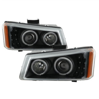 Chevy Silverado 03-06 / Silverado 1500HD 03-07 / Avalanche 02-06 Projector Headlights ( Will Not Fit Model With Body Cladding ) – LED Halo  – Black