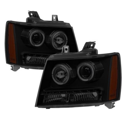 Chevy Suburban 1500/2500 07-14 / Chevy Tahoe 07-14 / Avalanche 07-14 Halo Projector W/LED Headlights - Black Smoked