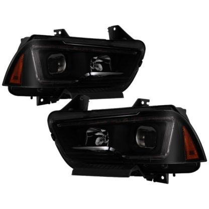 Dodge Charger 11-14 Projector Headlights - Halogen Model Only ( Not Compatible With Xenon/HID Model ) - Light Tube DRL - Black Smoked