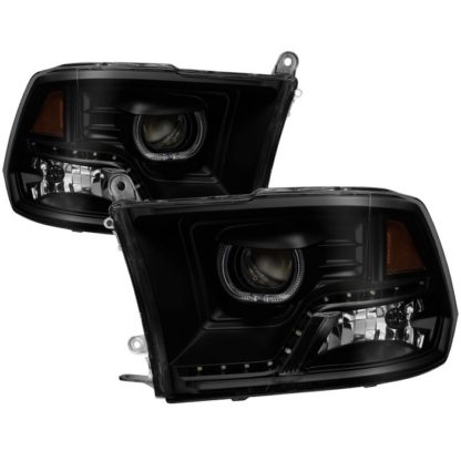 Dodge Ram 2009-2014 Halo LED Projector Headlights - Black Smoke