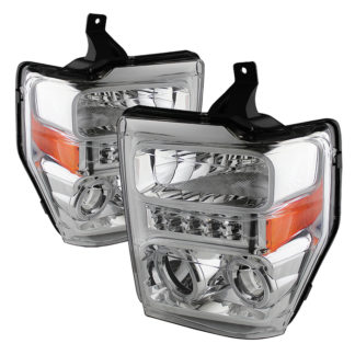 Ford F250/350/450 Super Duty 08-10 Projector Headlights - LED Halo  - Chrome