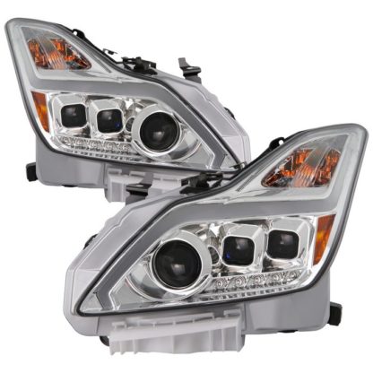 Infiniti G37 G37X Coupe (non-AFS) HID Models Only 2008-2015 ( Not Fit Halogan & Models With AFS ) DRL Light Bar Projector Headlights w/Sequential Turn Signal - Chrome