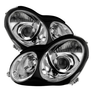 Mercedes W203 C class Sedan 2001-2005 ( Does Not Fit Coupe and HID models ) Projector Headlights -Chrome