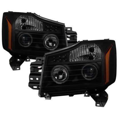 Nissan Titan 04-15 / Nissan Armada 04-07 Projector Headlights - LED Halo - Black Smoked