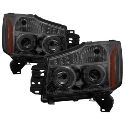 Nissan Titan 04-15/ Nissan Armada 04-07 Projector Headlights - LED Halo - Smoke
