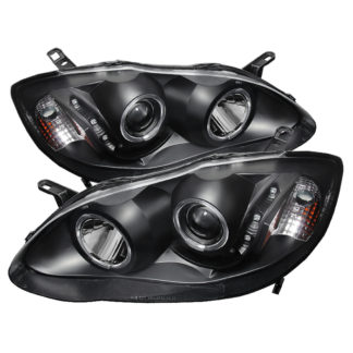 Toyota Corolla 03-08 Projector Headlights – LED Halo  – Black
