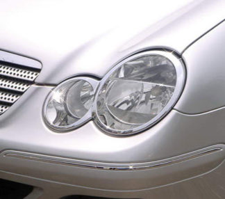 ABS Chrome Head Light Bezel 2-Oval Style 2001 - 2007 Mercedes-Benz C-Class-W203