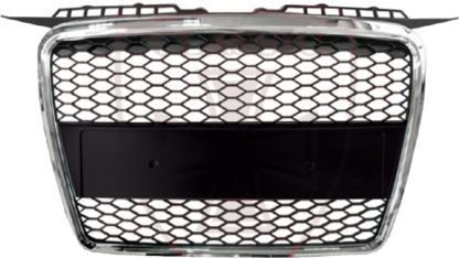 72R-AUA306RS-CB ABS Replacement Main Grille RS-Type Chrome Frame Matte Black Honeycomb Mesh