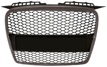 72R-AUA306RS-SB ABS Replacement Main Grille RS-Type Silver Frame Matte Black Honeycomb Mesh