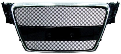 72R-AUA409AM-CB ABS Replacement Main Grille Chrome Frame Black Aluminum Mesh