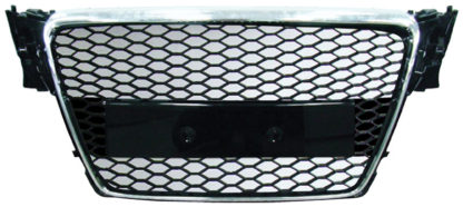 72R-AUA409RS-CB ABS Replacement Main Grille RS-Type Chrome Frame Matte Black Honeycomb Mesh