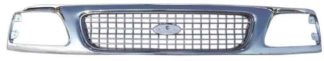 72R-FOEPD97-POE-CS OE Style Replacement Main Grille Chrome Frame Silver Center