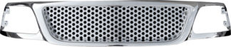 72R-FOF1599-PML ABS Chrome Large Circle Punch Mesh Style Replacement Grille