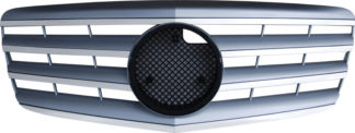 72R-MBEW21107-SC ABS Replacement Grille - Silver/Chrome (Use OEM Emblem 163 888 00 86 - included)